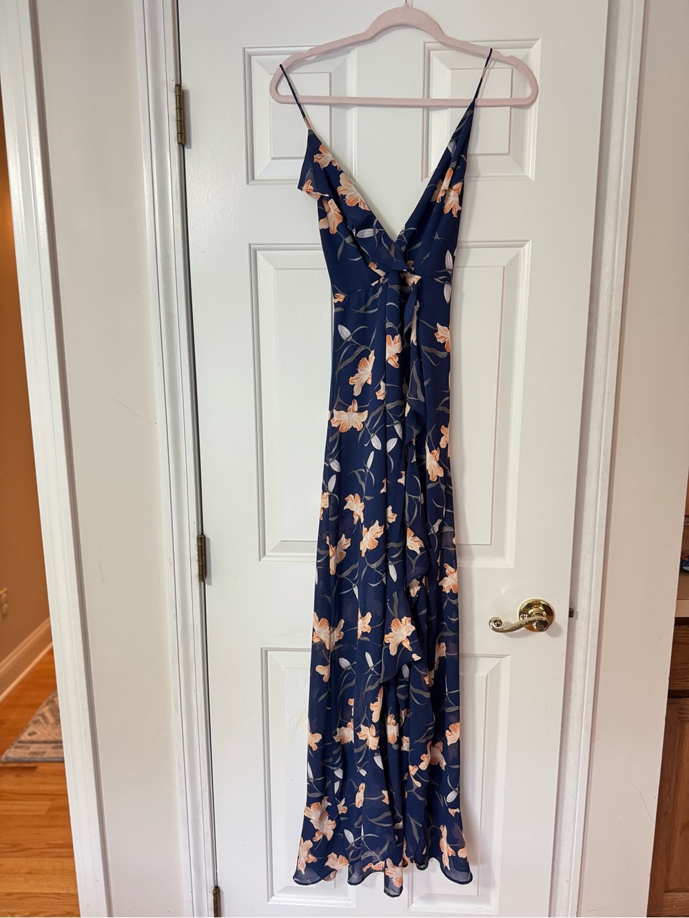 Windsor Navy Floral Maxi Dress with Peach Accents